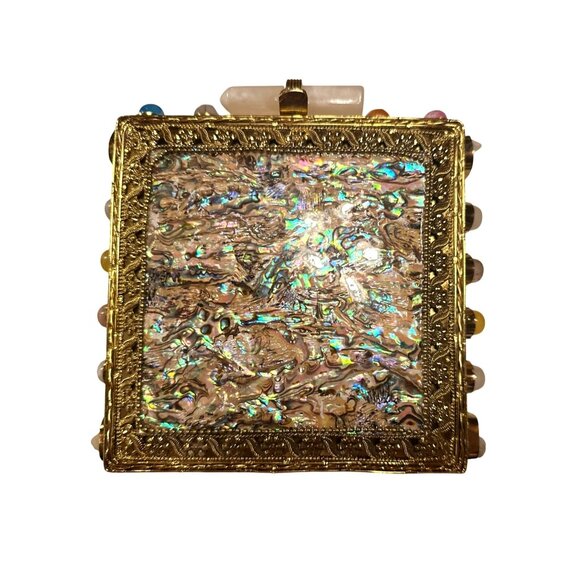 Prestige Opal Gemstone & Brass Ramla Clutch Handbag Current Collection $335 - Picture 1 of 5